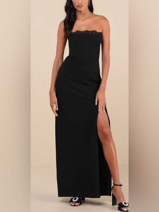 Lulus Dresses & Skirts - Lulu's Memorably Iconic Black Strapless Lace Bustier Maxi Dress
